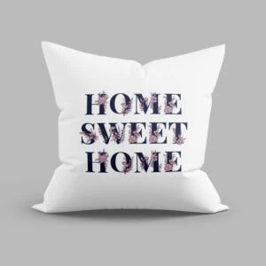 Cozy decorative cushion with "Home Sweet Home" floral design, ideal for stylish home decor.